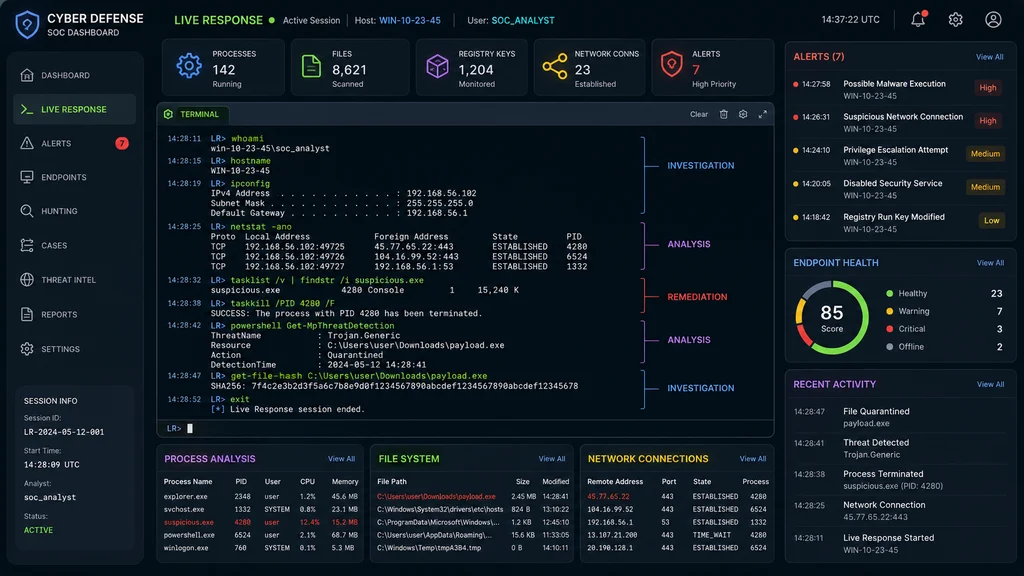 live response commands